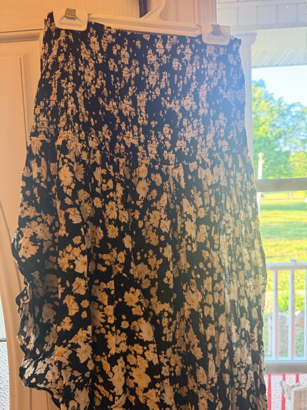Floral Ruffle Black Midi Skirt - Picture 2 of 6